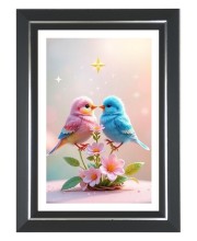 Love Birds Photo Frame | 10x14 Inch Black Designer Wall & Table Frame | Perfect for Gifting & Home Decor
