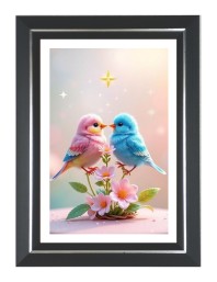 Love Birds Photo Frame | 10x14 Inch Black Designer Wall & Table Frame | Perfect for Gifting & Home Decor