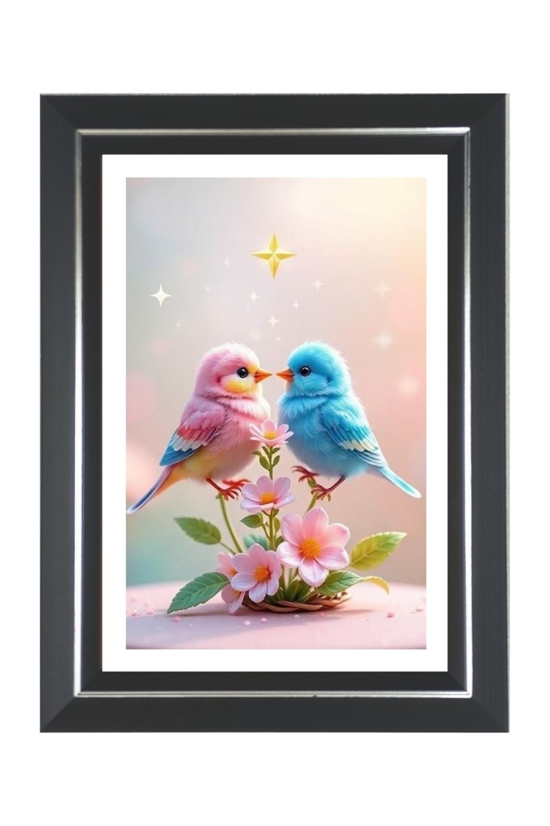 Love Birds Photo Frame | 10x14 Inch Black Designer Wall & Table Frame | Perfect for Gifting & Home Decor