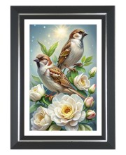 Two Birds Sparrows Photo Frame | 10x14 Inch Black Designer Wall & Table Frame | Perfect for Gifting & Home Decor