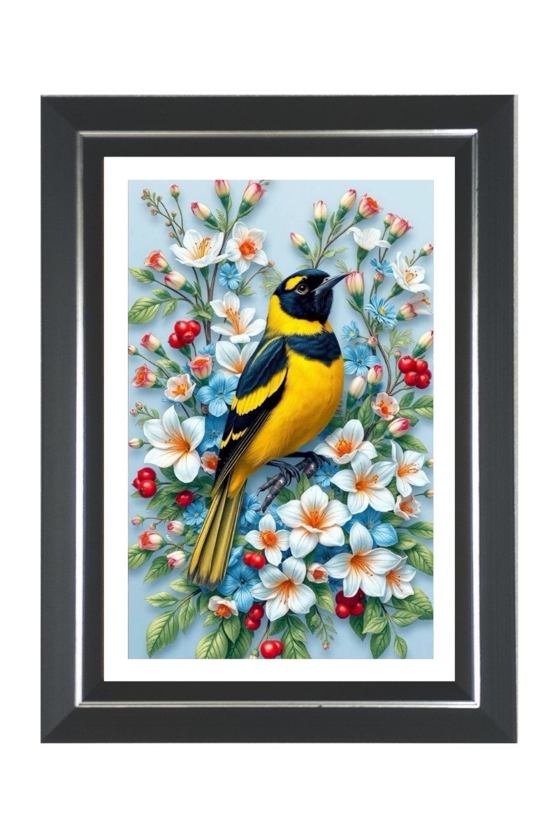 American Goldfinch Photo Frame | 10x14 Inch Black Designer Wall & Table Frame | Perfect for Gifting & Home Decor