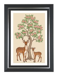 Deer and a fawn Photo Frame | 10x14 Inch Black Designer Wall & Table Frame | Perfect for Gifting & Home Decor