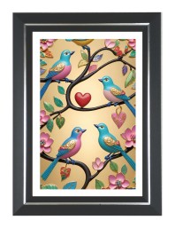 Birds Branches Flowers Photo Frame | 10x14 Inch Black Designer Wall & Table Frame | Perfect for Gifting & Home Decor