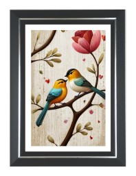 Two colorful birds  Photo Frame | 10x14 Inch Black Designer Wall & Table Frame | Perfect for Gifting & Home Decor