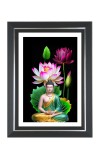 Buddha statue blooming lotus flowers Photo Frame | 10x14 Inch Black Designer Wall & Table Frame | Perfect for Gifting & Home Decor