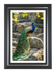 Peacock Photo Frame | 10x14 Inch Black Designer Wall & Table Frame | Perfect for Gifting & Home Decor