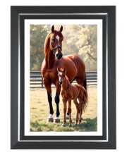 horse and her foal Photo Frame | 10x14 Inch Black Designer Wall & Table Frame | Perfect for Gifting & Home Decor