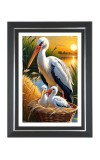 white stork with two chicks in a nest  Photo Frame | 10x14 Inch Black Designer Wall & Table Frame | Perfect for Gifting & Home Decor
