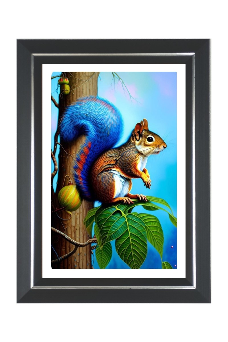 Squirrel Photo Frame | 10x14 Inch Black Designer Wall & Table Frame | Perfect for Gifting & Home Decor