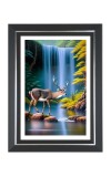 Deer and Waterfall Photo Frame | 10x14 Inch Black Designer Wall & Table Frame | Perfect for Gifting & Home Decor