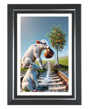 Cows Photo Frame | 10x14 Inch Black Designer Wall & Table Frame | Perfect for Gifting & Home Decor