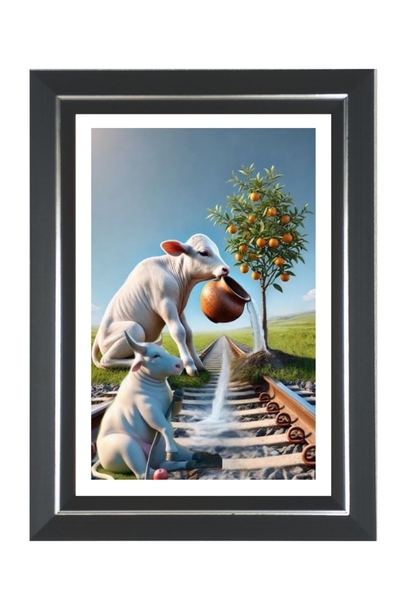 Cows Photo Frame | 10x14 Inch Black Designer Wall & Table Frame | Perfect for Gifting & Home Decor