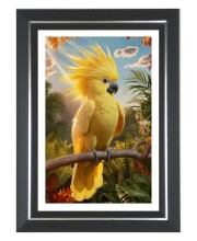 Yellow Cockatoo Photo Frame | 10x14 Inch Black Designer Wall & Table Frame | Perfect for Gifting & Home Decor