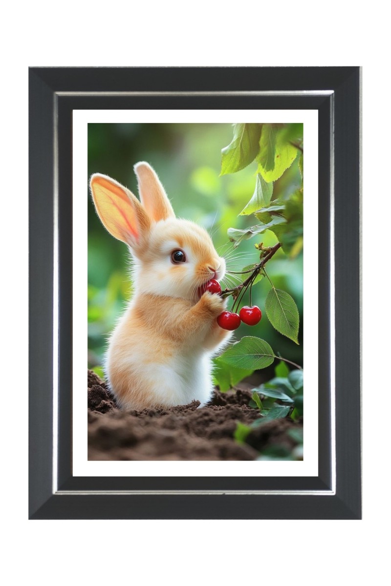 Cute Bunny Rabbit Photo Frame | 10x14 Inch Black Designer Wall & Table Frame | Perfect for Gifting & Home Decor