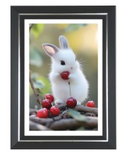 Cute Bunny Rabbit Photo Frame | 10x14 Inch Black Designer Wall & Table Frame | Perfect for Gifting & Home Decor