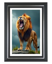 Lion Photo Frame | 10x14 Inch Black Designer Wall & Table Frame | Perfect for Gifting & Home Decor