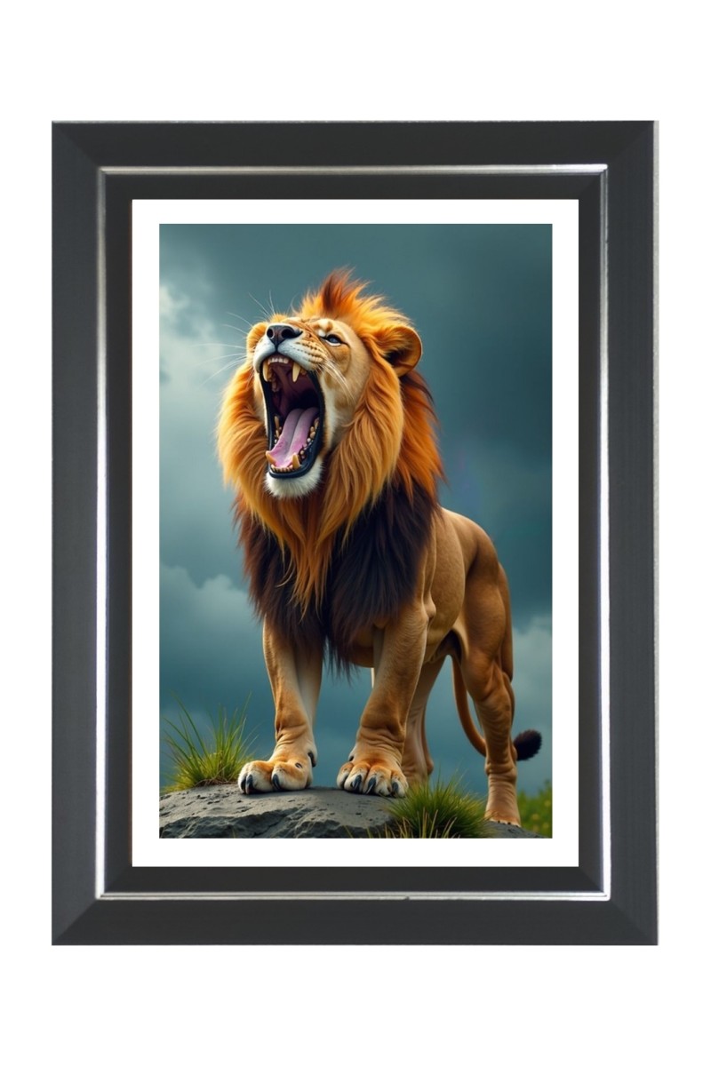 Lion Photo Frame | 10x14 Inch Black Designer Wall & Table Frame | Perfect for Gifting & Home Decor