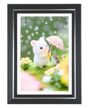 Bunny & Mouse Under the Rain Photo Frame | 10x14 Inch Black Designer Wall & Table Frame | Perfect for Gifting & Home Decor