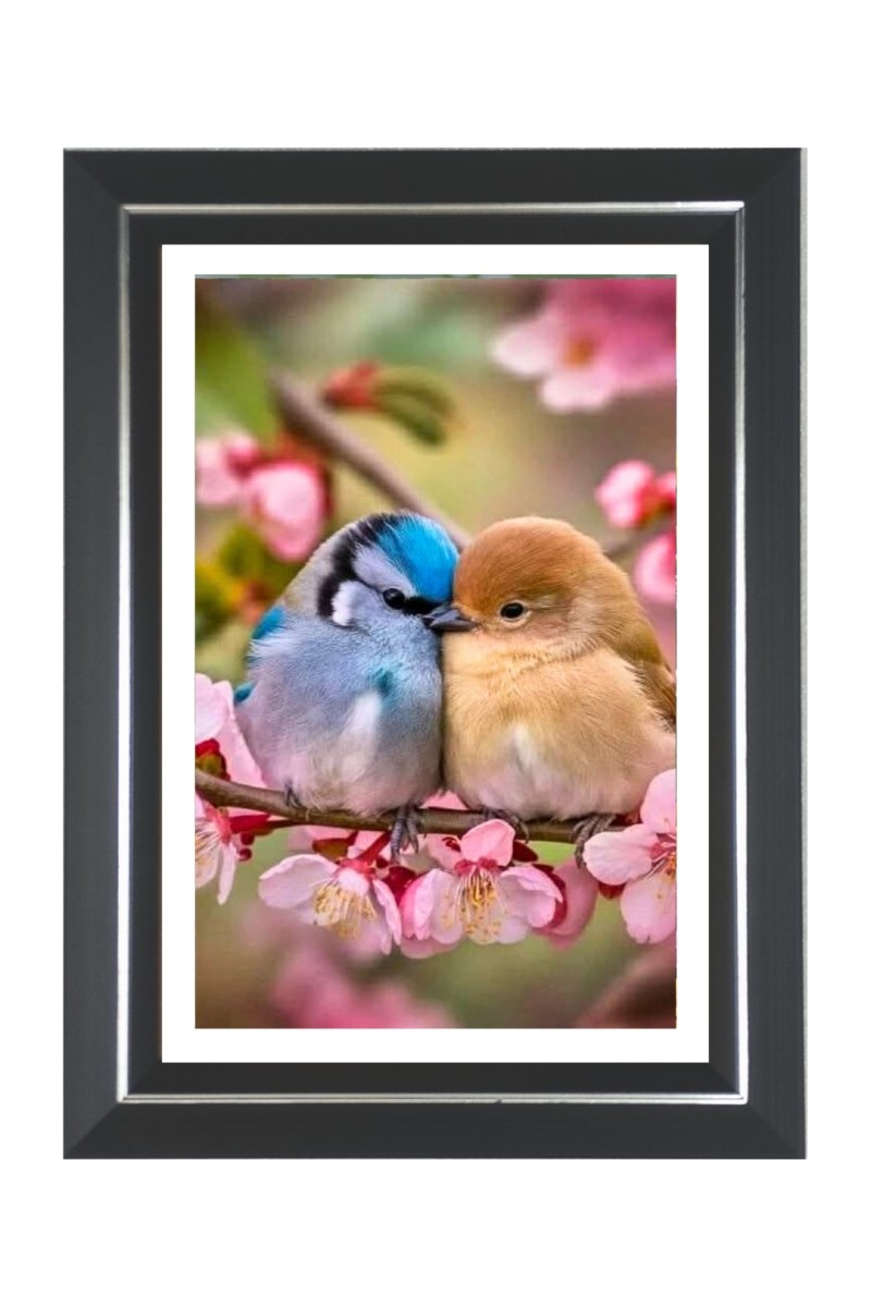Lovebirds on a Branch Photo Frame | 10x14 Inch Black Designer Wall & Table Frame | Perfect for Gifting & Home Decor