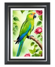 Parrot Photo Frame | 10x14 Inch Black Designer Wall & Table Frame | Perfect for Gifting & Home Decor