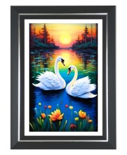 Swan Photo Frame | 10x14 Inch Black Designer Wall & Table Frame | Perfect for Gifting & Home Decor