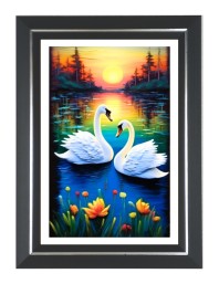 Swan Photo Frame | 10x14 Inch Black Designer Wall & Table Frame | Perfect for Gifting & Home Decor