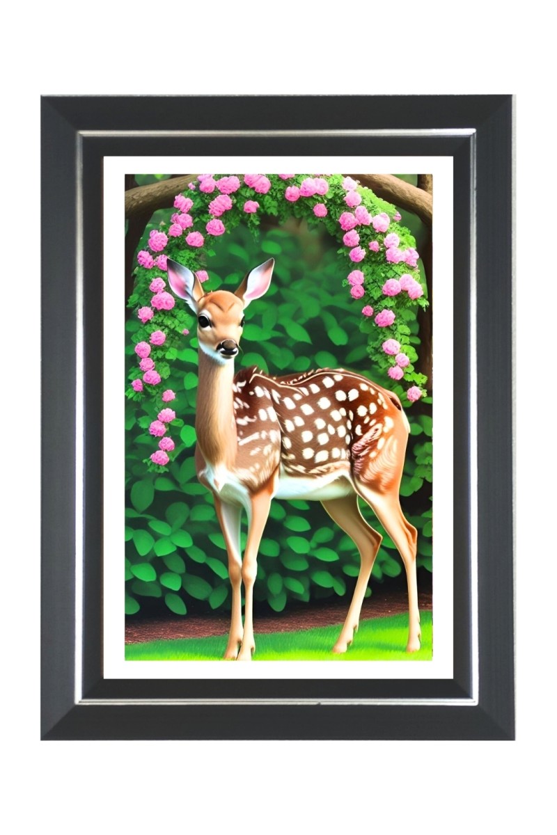 Deer Photo Frame | 10x14 Inch Black Designer Wall & Table Frame | Perfect for Gifting & Home Decor