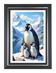 Penguins Photo Frame | 10x14 Inch Black Designer Wall & Table Frame | Perfect for Gifting & Home Decor