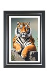 Tiger Photo Frame | 10x14 Inch Black Designer Wall & Table Frame | Perfect for Gifting & Home Decor