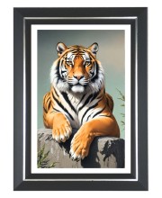 Tiger Photo Frame | 10x14 Inch Black Designer Wall & Table Frame | Perfect for Gifting & Home Decor