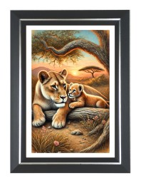 Lions Photo Frame | 10x14 Inch Black Designer Wall & Table Frame | Perfect for Gifting & Home Decor