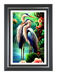 Great Blue Herons Photo Frame | 10x14 Inch Black Designer Wall & Table Frame | Perfect for Gifting & Home Decor