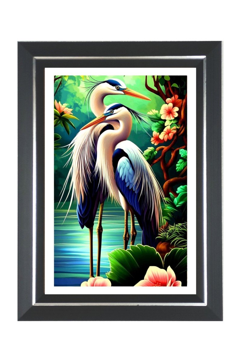 Great Blue Herons Photo Frame | 10x14 Inch Black Designer Wall & Table Frame | Perfect for Gifting & Home Decor