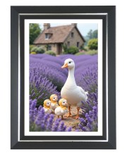 Duck and her chicks Photo Frame | 10x14 Inch Black Designer Wall & Table Frame | Perfect for Gifting & Home Decor