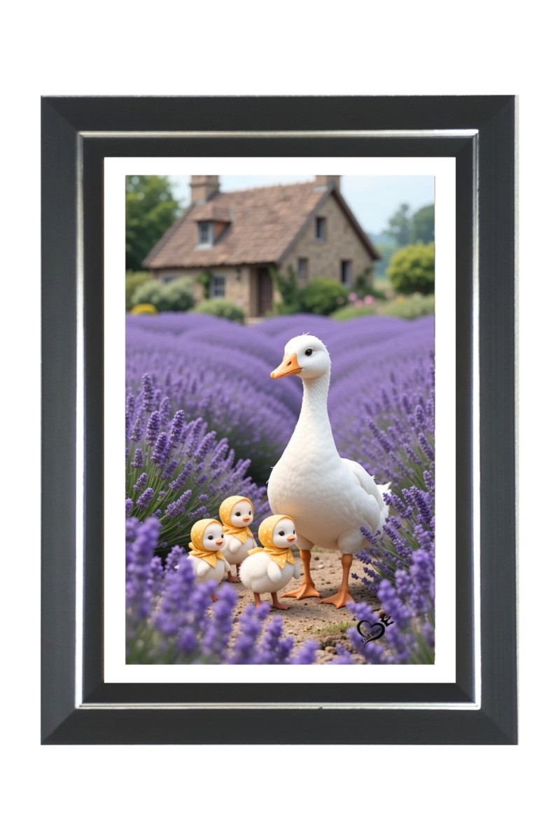 Duck and her chicks Photo Frame | 10x14 Inch Black Designer Wall & Table Frame | Perfect for Gifting & Home Decor