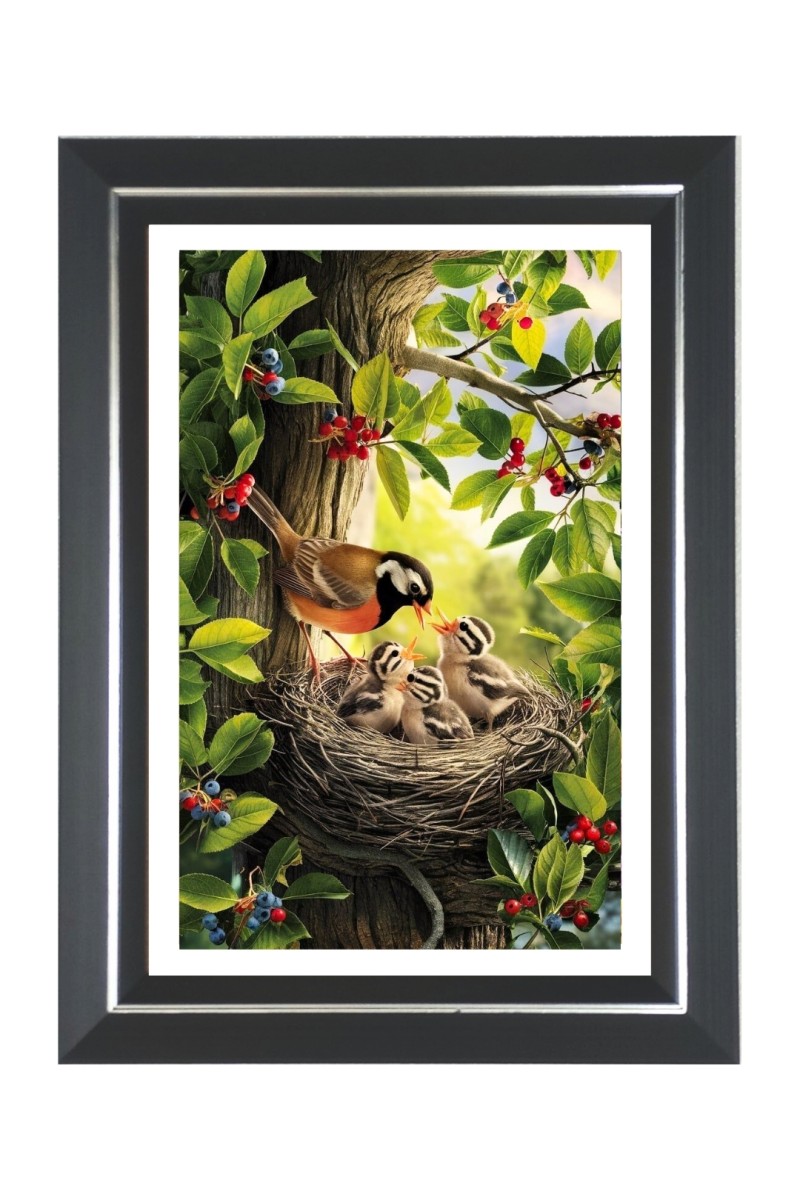 Bird in a nest Photo Frame | 10x14 Inch Black Designer Wall & Table Frame | Perfect for Gifting & Home Decor
