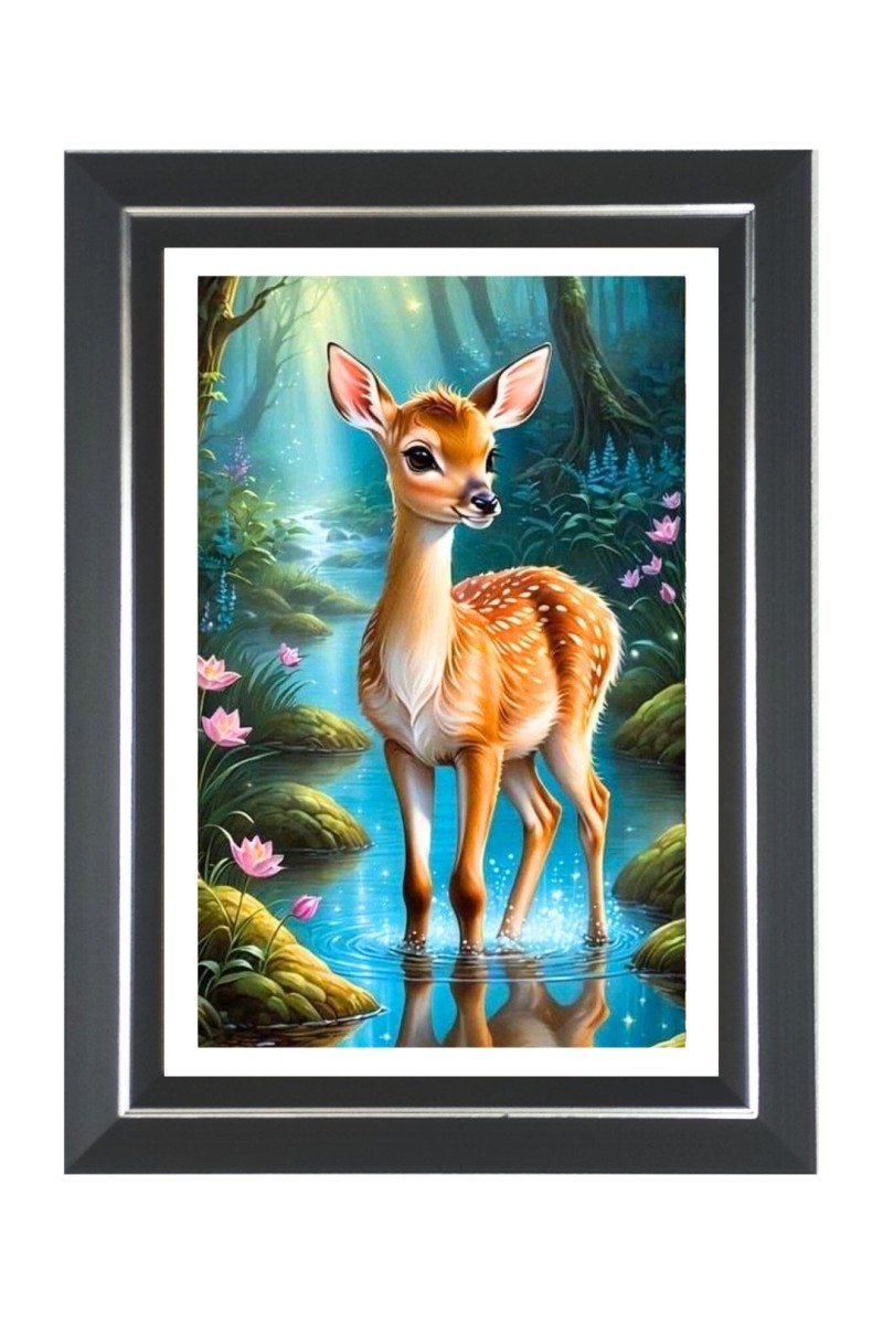Deer Photo Frame | 10x14 Inch Black Designer Wall & Table Frame | Perfect for Gifting & Home Decor