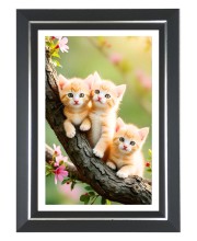 Three kittens Photo Frame | 10x14 Inch Black Designer Wall & Table Frame | Perfect for Gifting & Home Decor