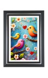 Colorful Birds on a branch Photo Frame | 10x14 Inch Black Designer Wall & Table Frame | Perfect for Gifting & Home Decor