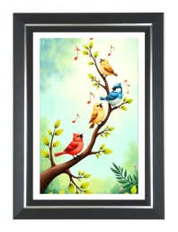 Songbird Friends Photo Frame | 10x14 Inch Black Designer Wall & Table Frame | Perfect for Gifting & Home Decor