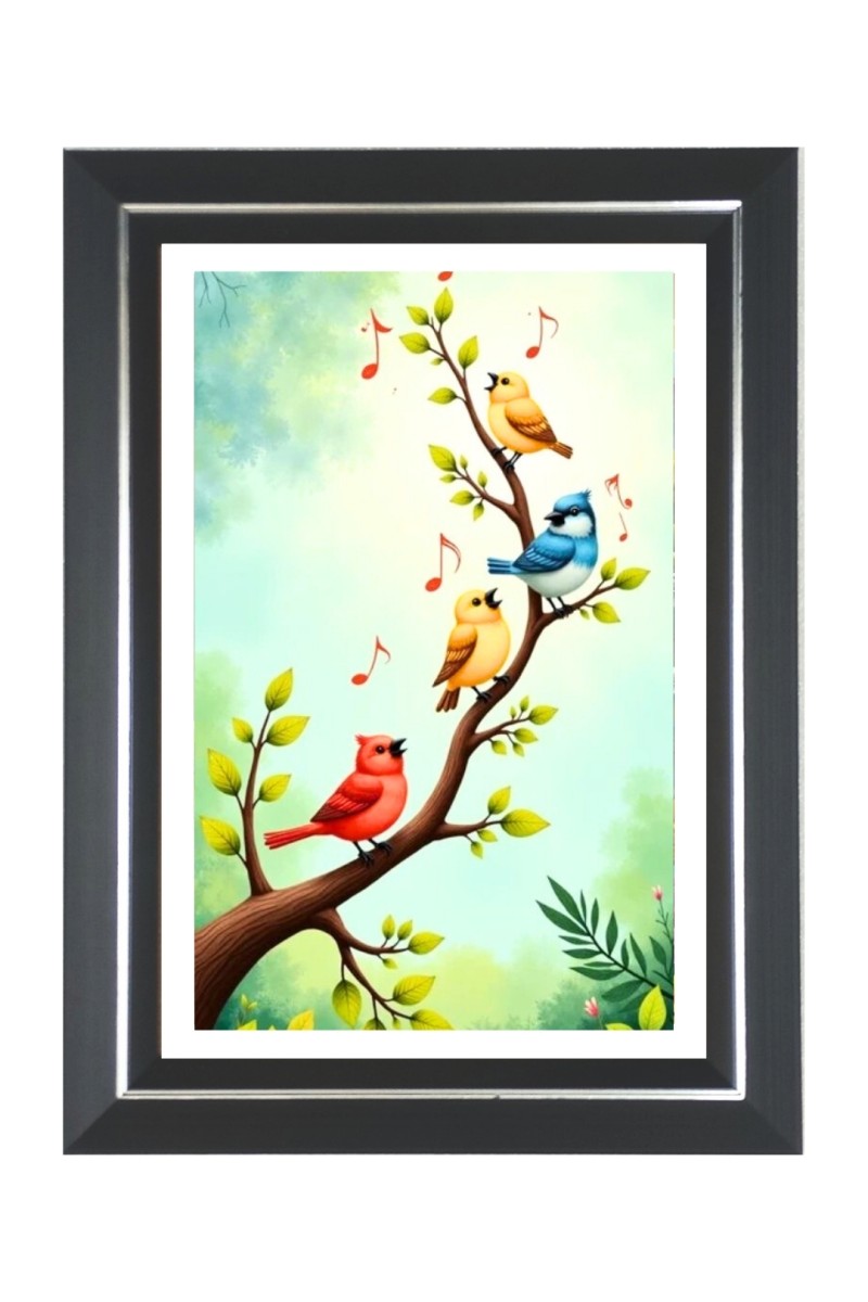 Songbird Friends Photo Frame | 10x14 Inch Black Designer Wall & Table Frame | Perfect for Gifting & Home Decor