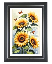 Sunflower Photo Frame | 10x14 Inch Black Designer Wall & Table Frame | Perfect for Gifting & Home Decor