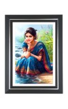 Woman in a saree Photo Frame | 10x14 Inch Black Designer Wall & Table Frame | Perfect for Gifting & Home Decor