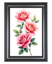 Pink Garden Roses Photo Frame | 10x14 Inch Black Designer Wall & Table Frame | Perfect for Gifting & Home Decor