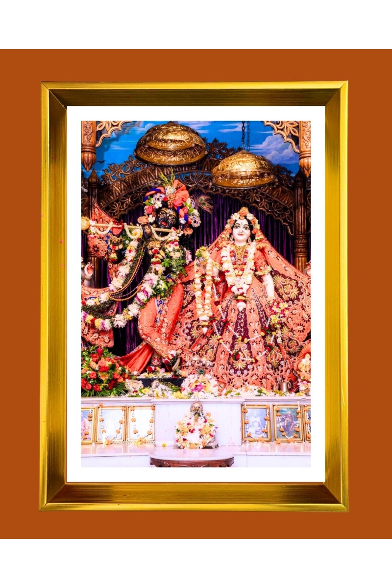 Divine Radha krishna Golden Photo Frame - 10x14 Inches | Elegant Wooden Frame for Home, Office & Temple Decoration | Spiritual Wall & Table Decor and Gift Item