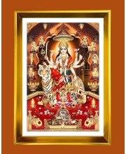 Durga Mata Rani Golden Photo Frame - 10x14 Inches | Elegant Wooden Frame for Home, Office & Temple Decoration | Spiritual Wall & Table Decor and Gift Item