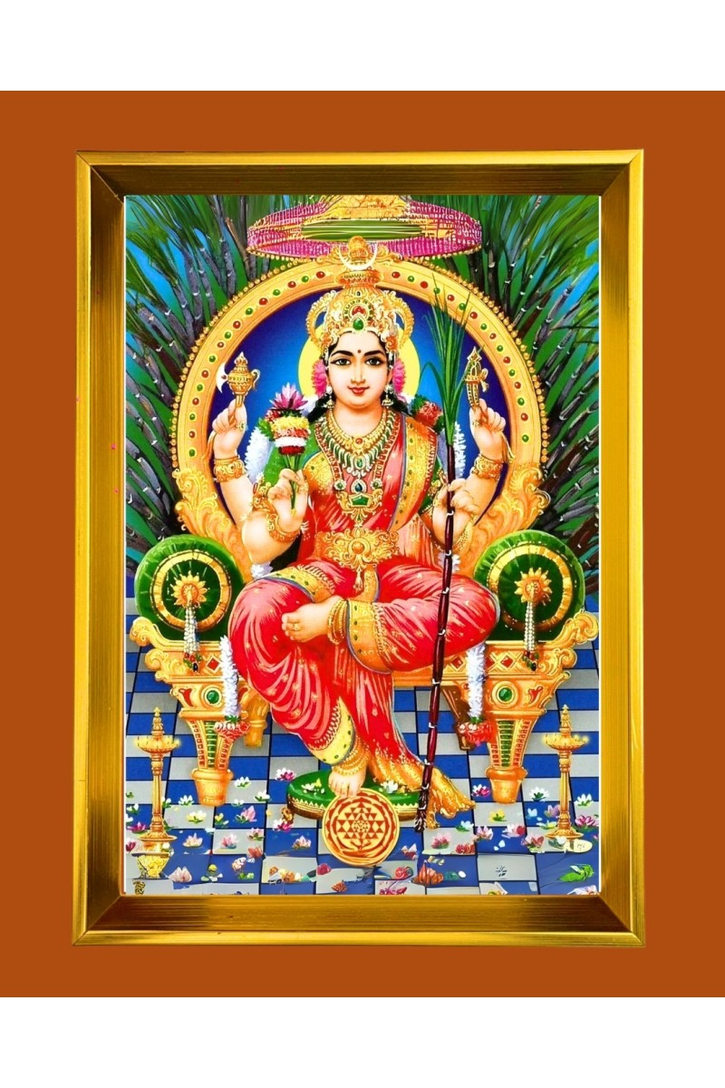 Tripura Sundari Golden Photo Frame - 10x14 Inches | Elegant Wooden Frame for Home, Office & Temple Decoration | Spiritual Wall & Table Decor and Gift Item