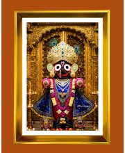 Lord Jaganaath Golden Photo Frame - 10x14 Inches | Elegant Wooden Frame for Home, Office & Temple Decoration | Spiritual Wall & Table Decor and Gift Item