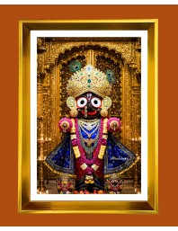 Lord Jaganaath Golden Photo Frame - 10x14 Inches | Elegant Wooden Frame for Home, Office & Temple Decoration | Spiritual Wall & Table Decor and Gift Item