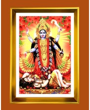 Maa Kaali Golden Photo Frame - 10x14 Inches | Elegant Wooden Frame for Home, Office & Temple Decoration | Spiritual Wall & Table Decor and Gift Item